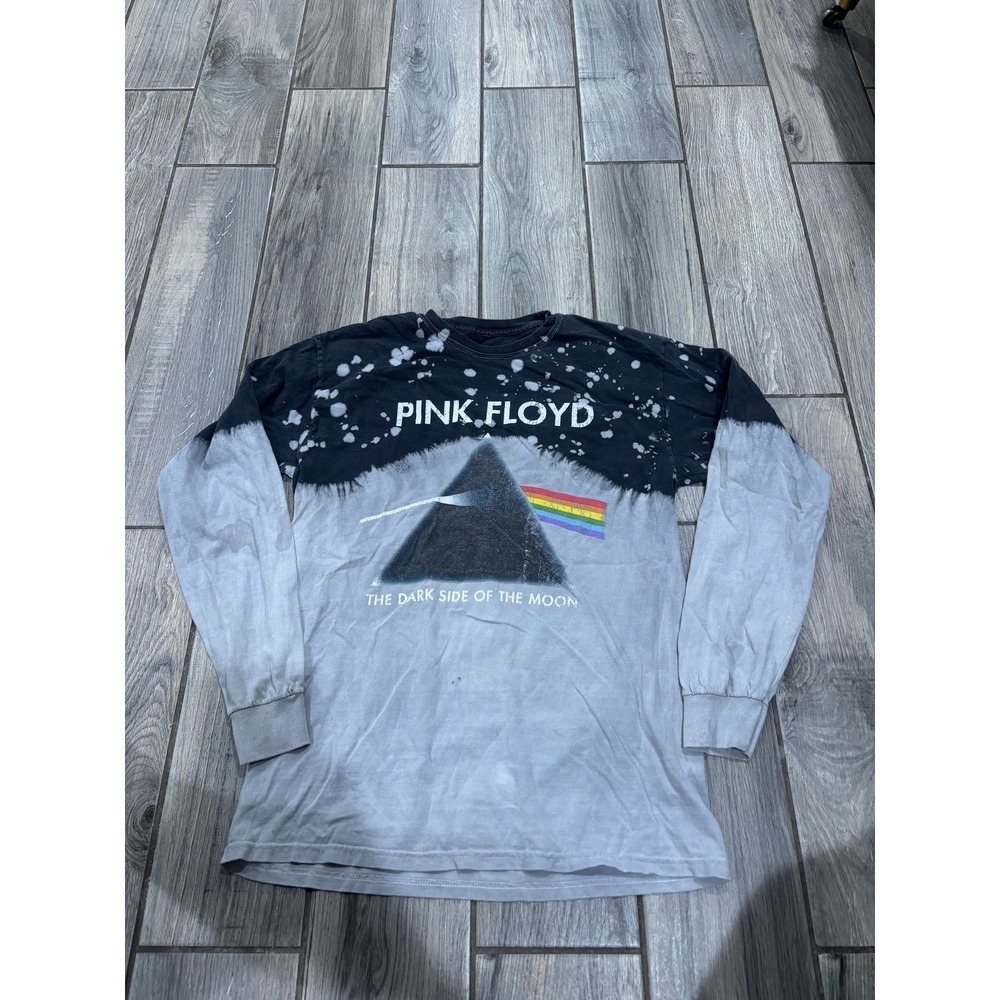Pink Floyd Dark Side of the Moon 1972 Tour Bleach Dye Long Sleeve T-Shirt Men's